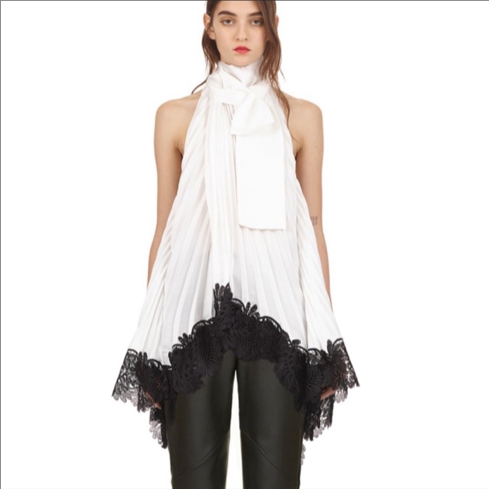 Self portrait Pleated Wrap Top Ivory